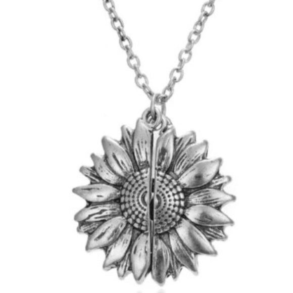 YOU ARE MY SUNSHINE SUNFLOWER NECKLACE LOCKET HIDDEN MESSASSAGE - Picture 3 of 7